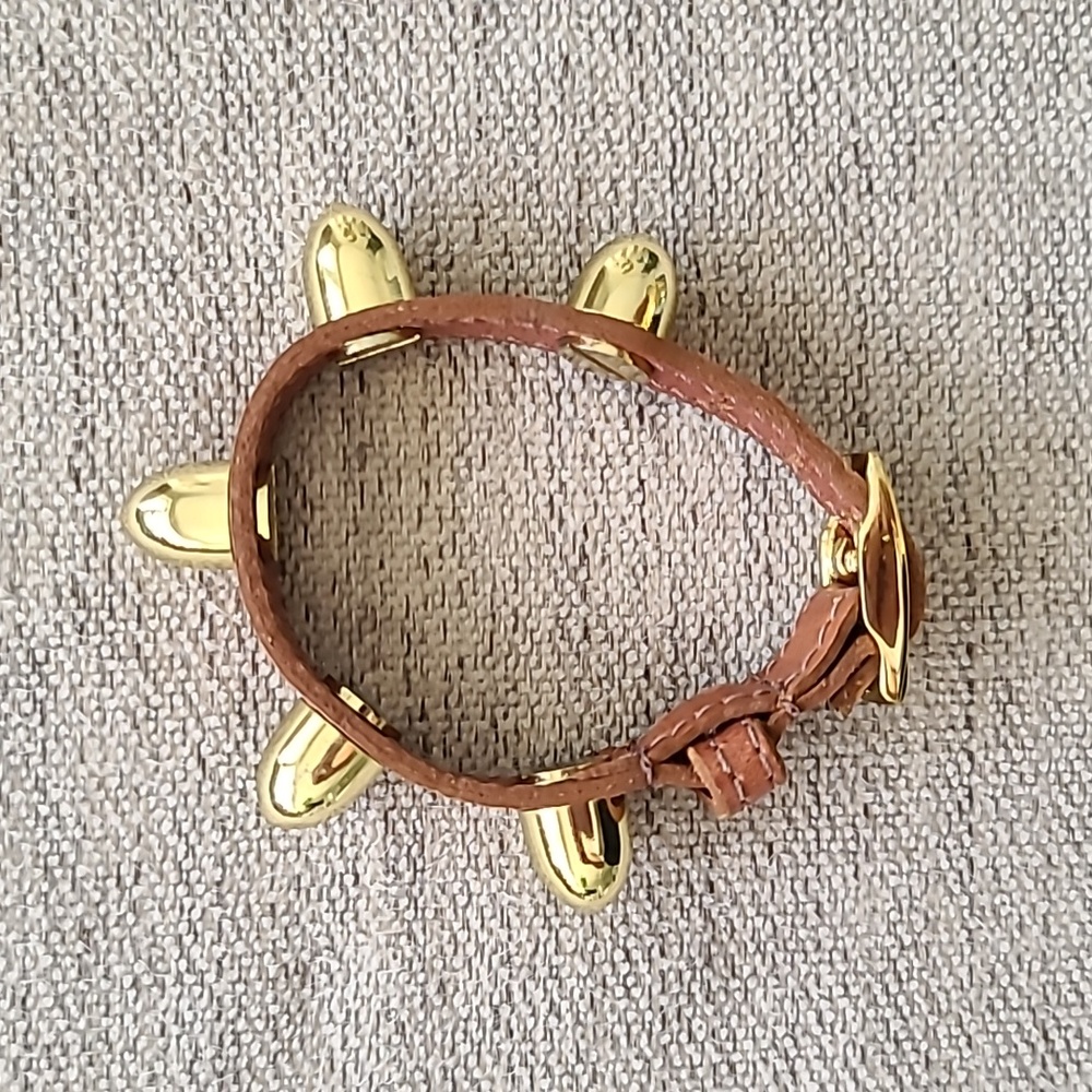 CC Skye Bolt Brass Studded Leather Bracelet - Picture 3 of 7